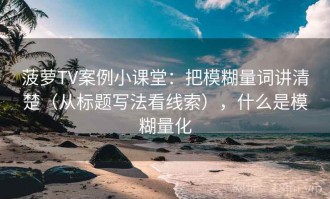 菠萝TV案例小课堂：把模糊量词讲清楚（从标题写法看线索），什么是模糊量化