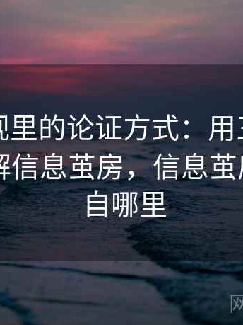 柚子影视里的论证方式：用三分钟讲明白拆解信息茧房，信息茧房一词出自哪里