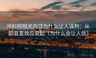 黑料网相关内容为什么让人误判：从回音室效应说起（为什么会让人信）