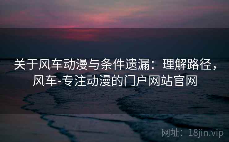关于风车动漫与条件遗漏：理解路径，风车-专注动漫的门户网站官网
